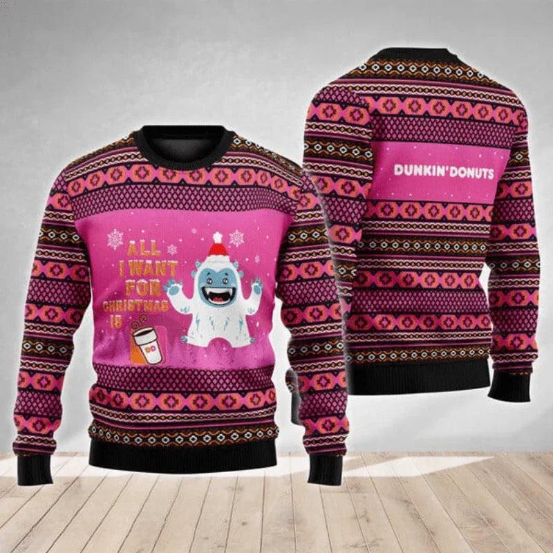 Dunkin Donuts Yeti Ugly Christmas Sweater