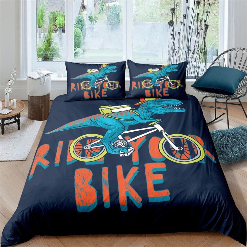 Bicycle Bedding Set T-rex Ride Your Bike Duvet Covers