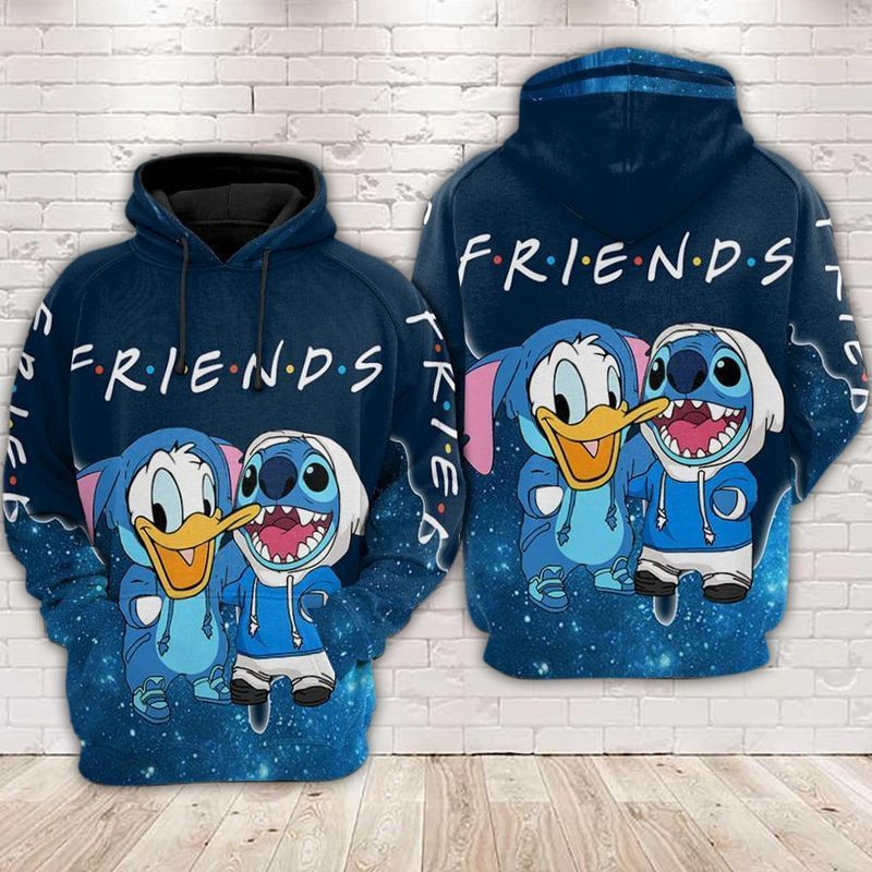 Stitch And Donald Duck Are Friends 3d Hoodie 2