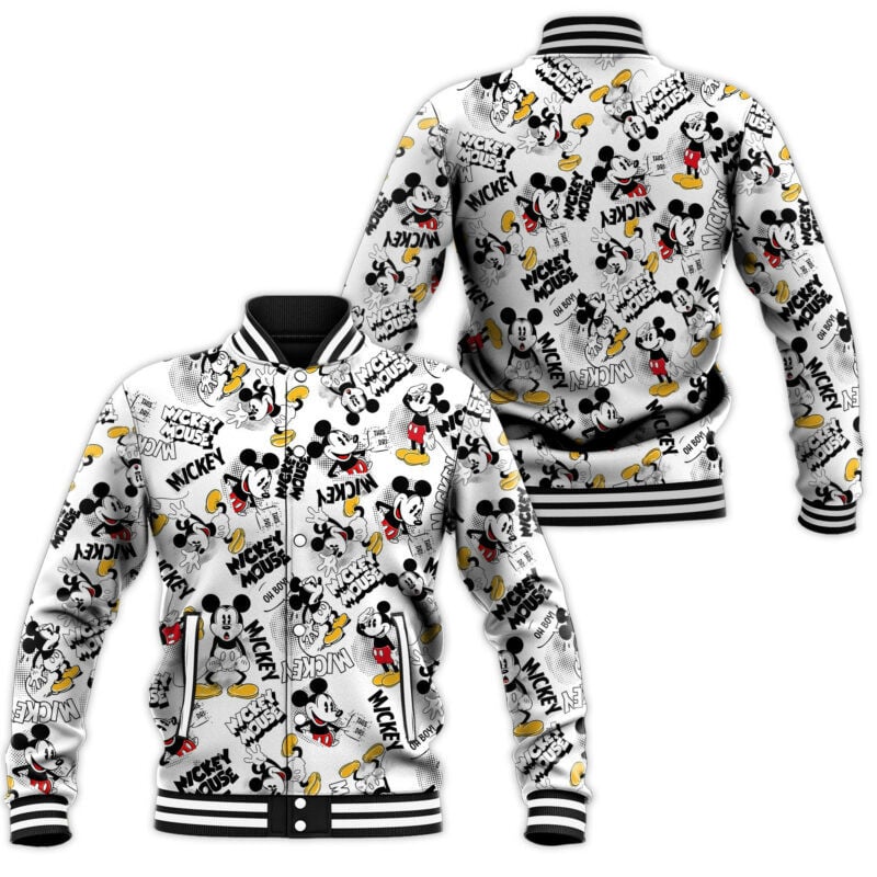 Shades Of Mickey Pattern Baseball Jacket