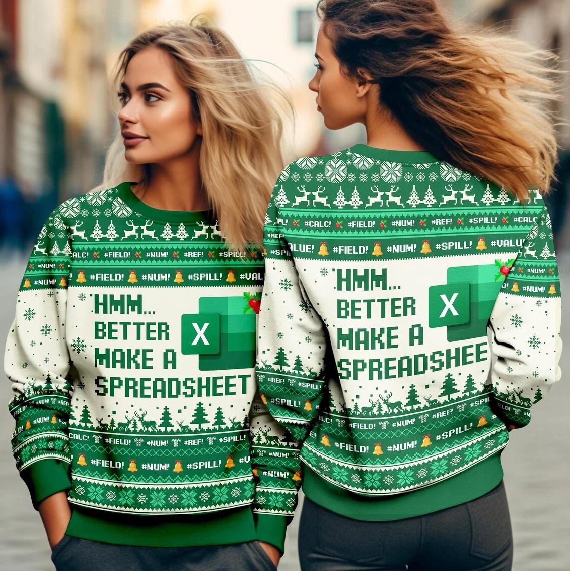 Hmm... Better Make A Spreadsheet Ugly Christmas Sweater