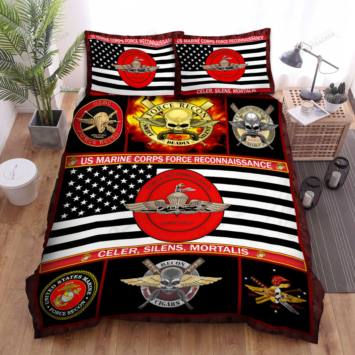 Veteran Bedding Set Us Marine Corps Force Reconnaissance Duvet Covers