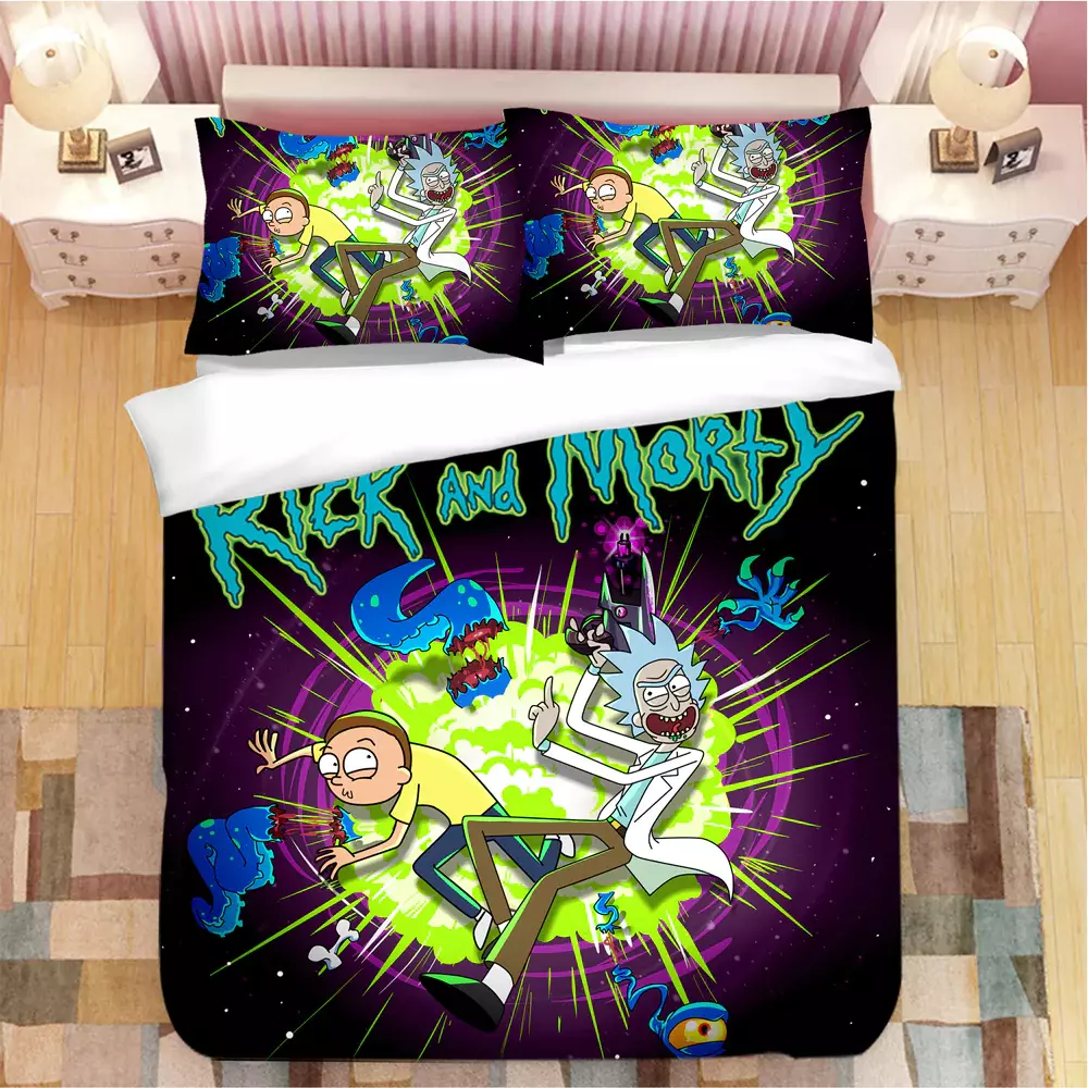 Rick And Morty Bedding Set Rick And Morty Fighting Monster Duvet Covers