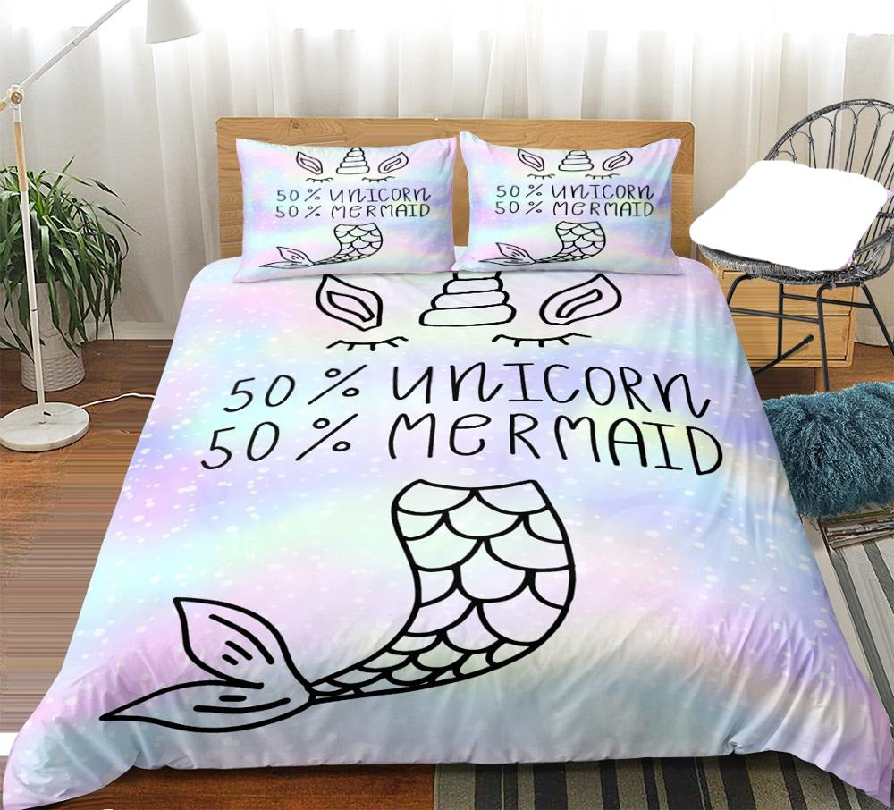 Mermaid Bedding Set Fifty Percent Mermaid Fifty Percent Unicorn Duvet Covers