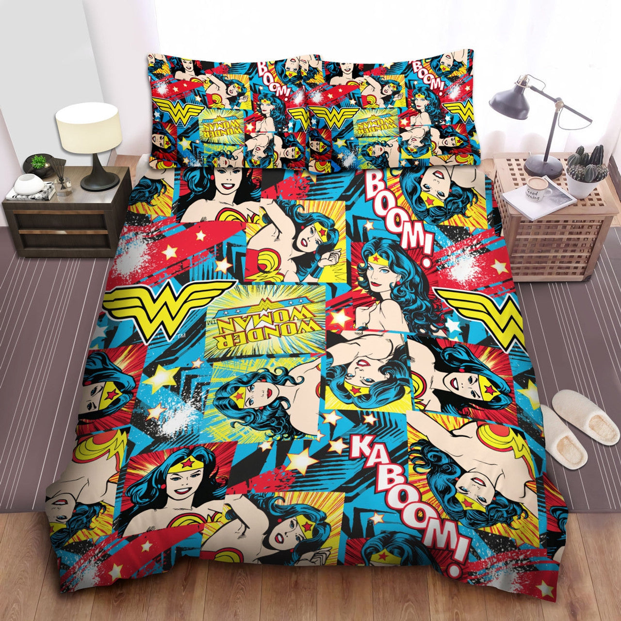Wonder Woman Bedding Set DC Wonder Woman Cartoon Style Pattern Duvet Covers