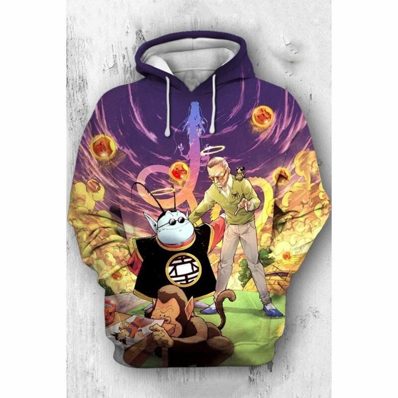 Kaio Del Sur With Goku Cartoon Dragon Ball 15 Over Print 3d Hoodie Zip Hoodie