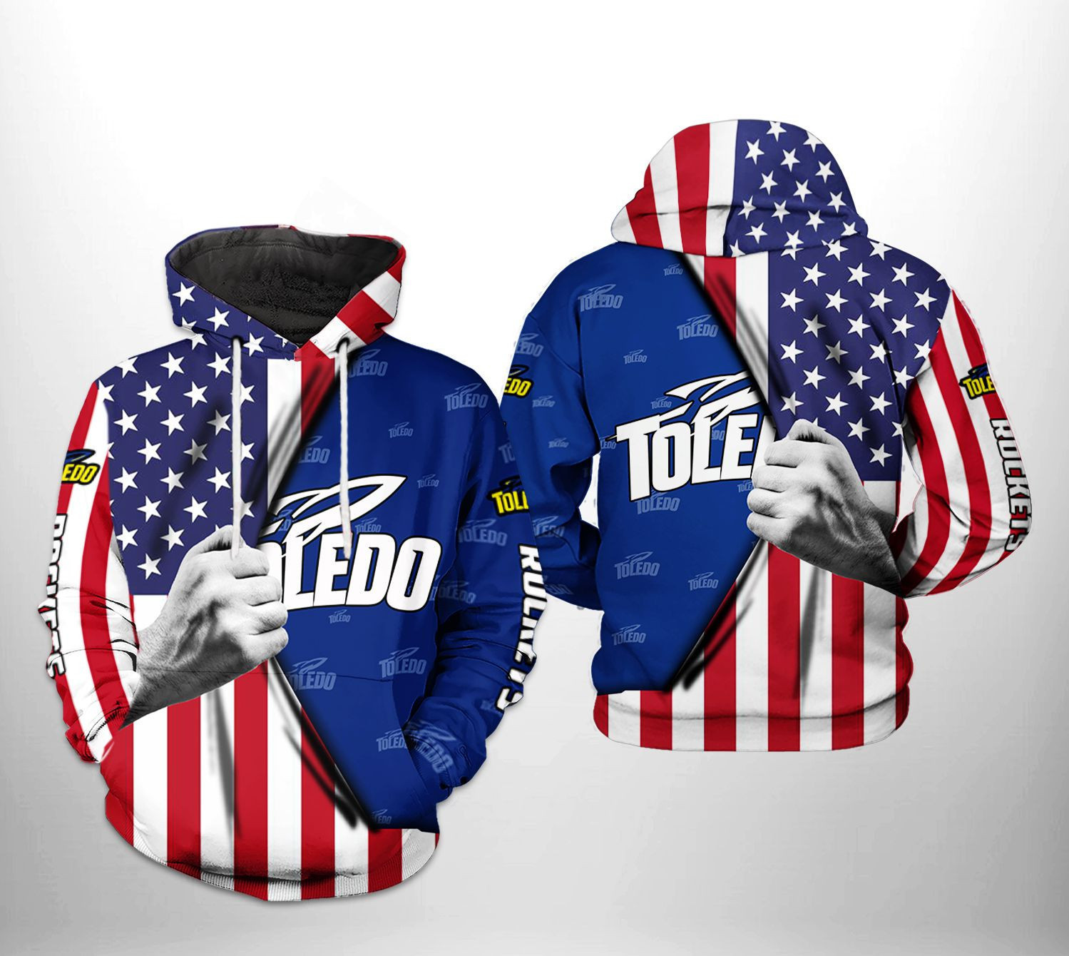 Toledo Rockets US Flag 3D All Over Print Hoodie & Zip Hoodie