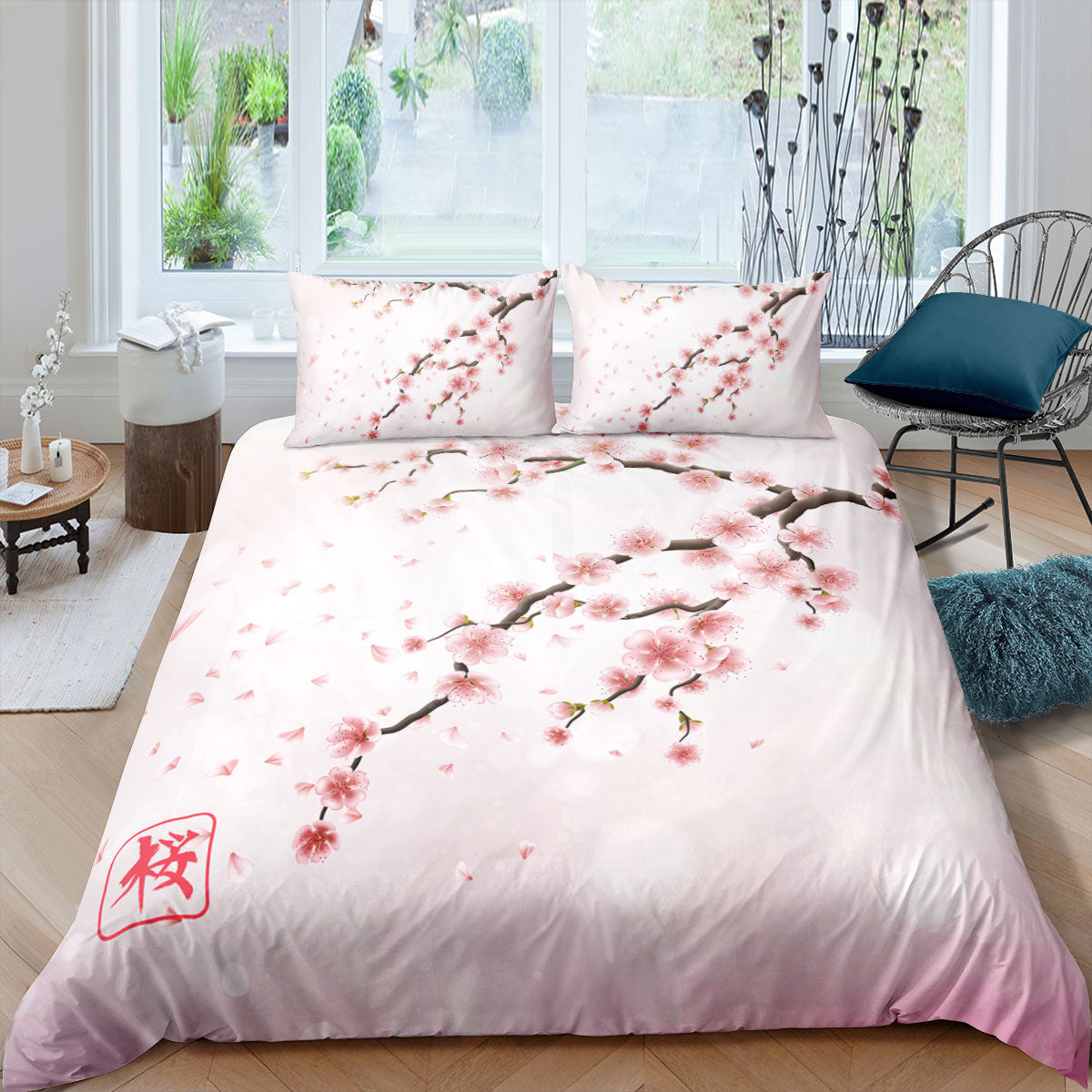 Japan Bedding Set Japanese Cherry Blossoms Art Duvet Covers