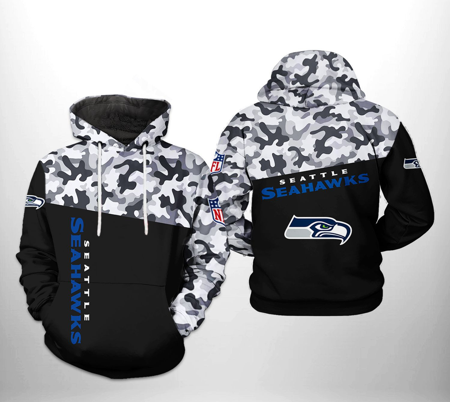 Seattle Seahawks Camo Veteran Team 3D All Over Print Hoodie & Zip Hoodie