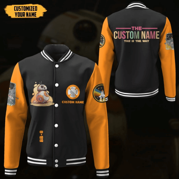 Gearhumans 3d Star Wars Bb 8 Custom Name Baseball Jacket 28, Gift Lover Baseball Jacket 236