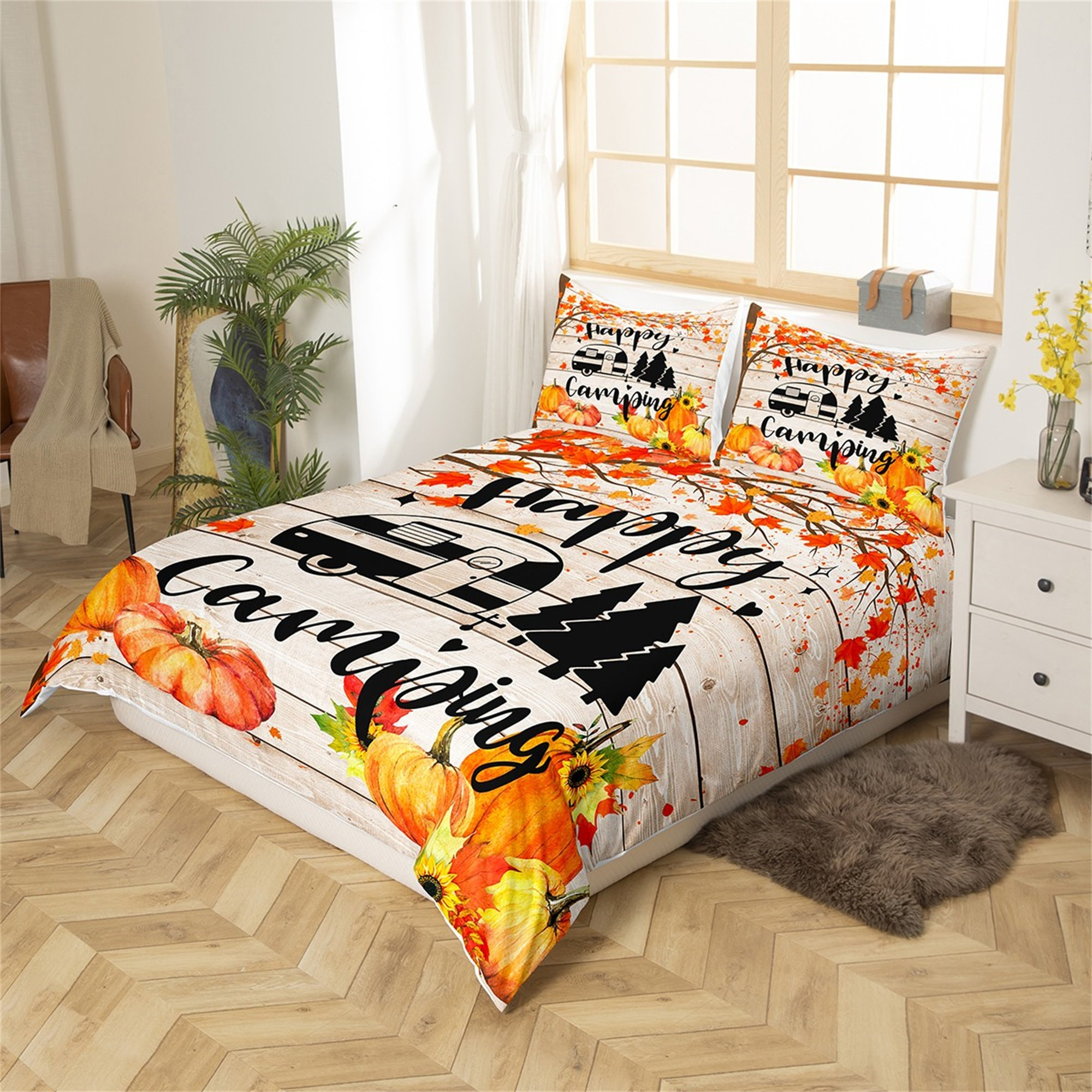 Camping Bedding Set RV Trailers Happy Camping Duvet Covers