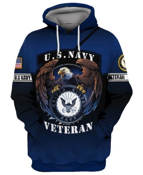 Bald Eagle Hold Us Navy Veteran 3d Hoodie, T-shirt