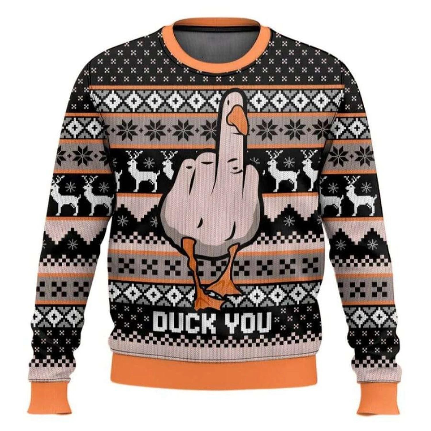 Duck You Funny Ugly Christmas Sweater