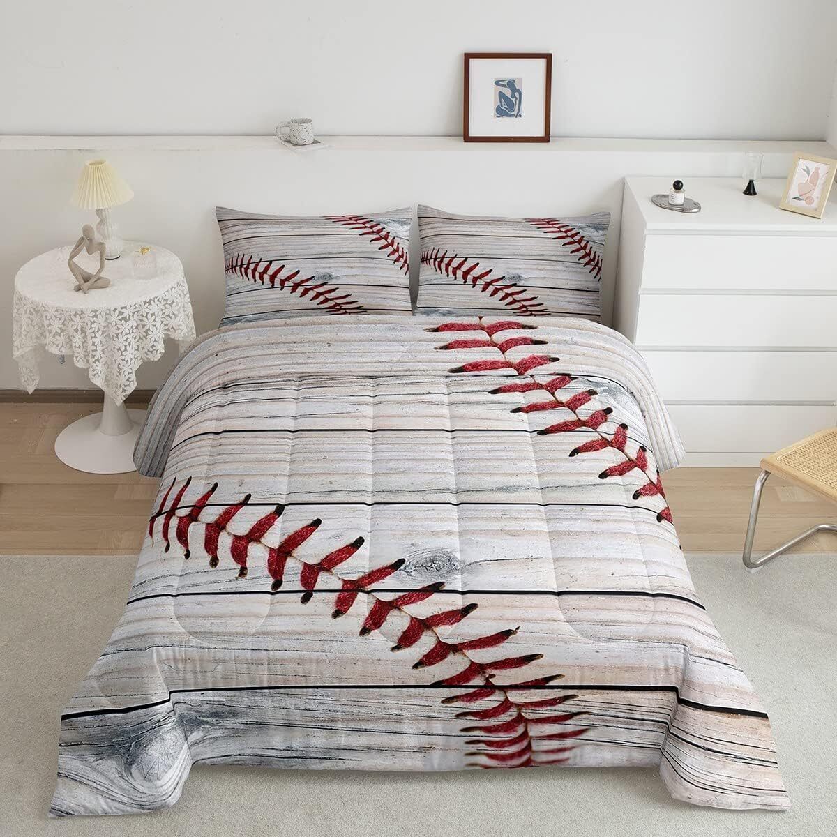 Baseball Bedding Set Baseball Stitckes Pattern Duvet Covers