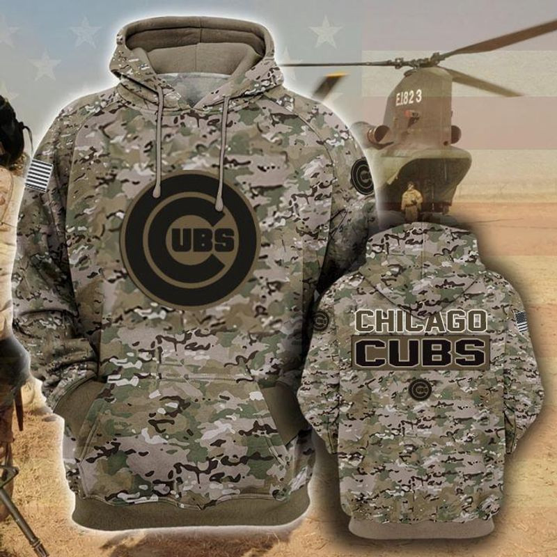 Chicago Cubs Camouflage Veteran 3D All Over Print Hoodie & Zip Hoodie