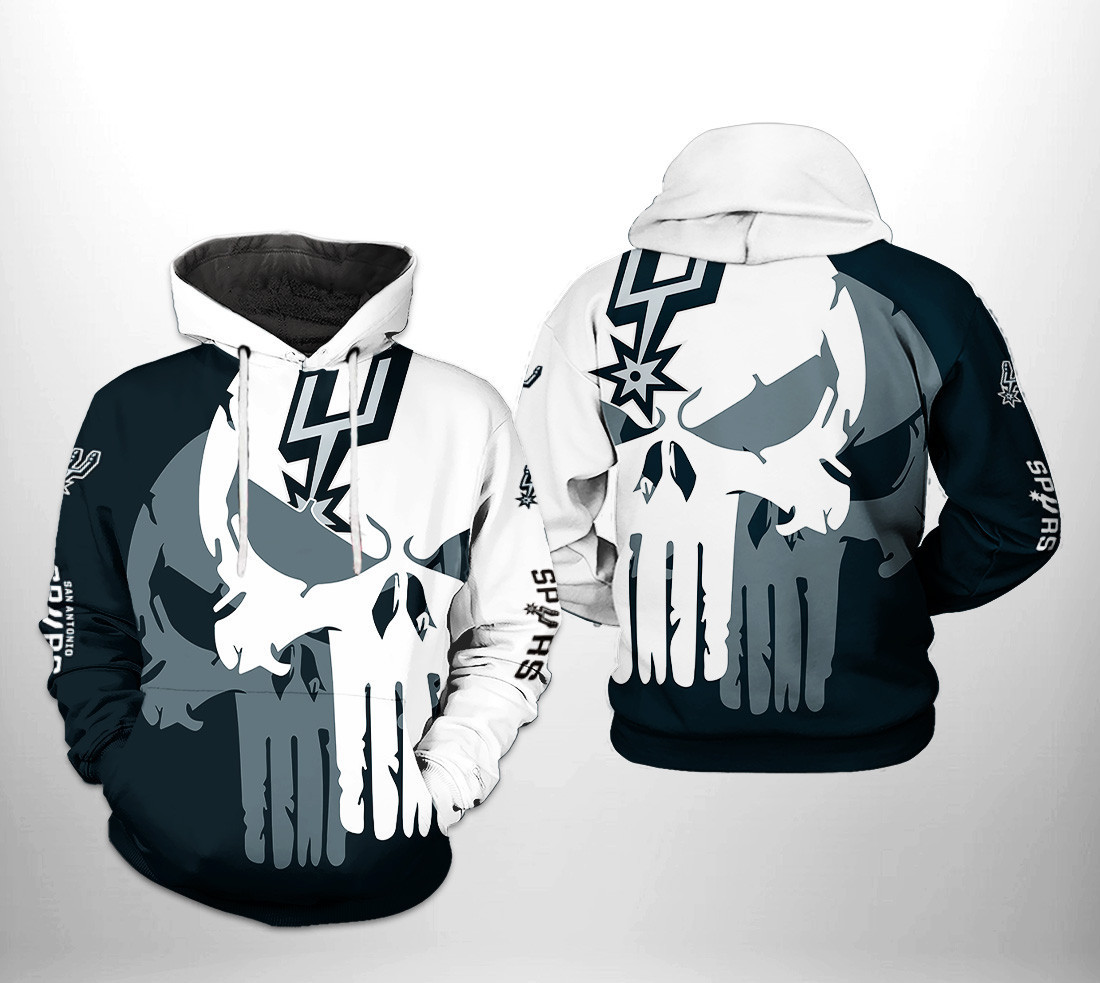 San Antonio Spurs Team Skull 3D All Over Print Hoodie & Zip Hoodie
