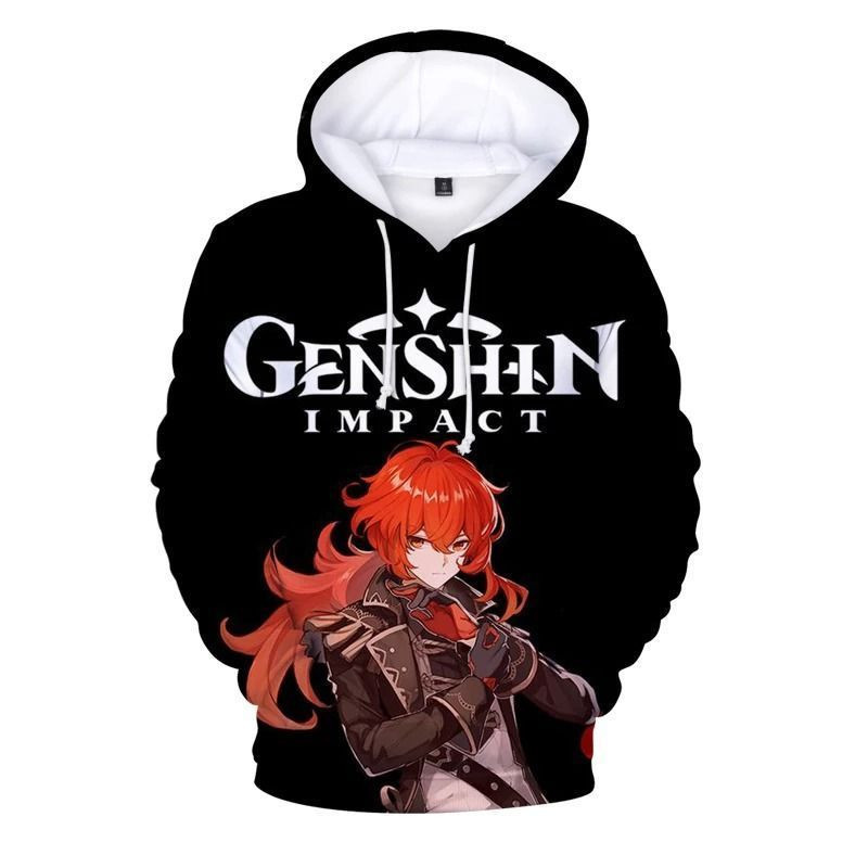 Diluc Genshin Impact Over Print 3d Hoodie Zip Hoodie 3