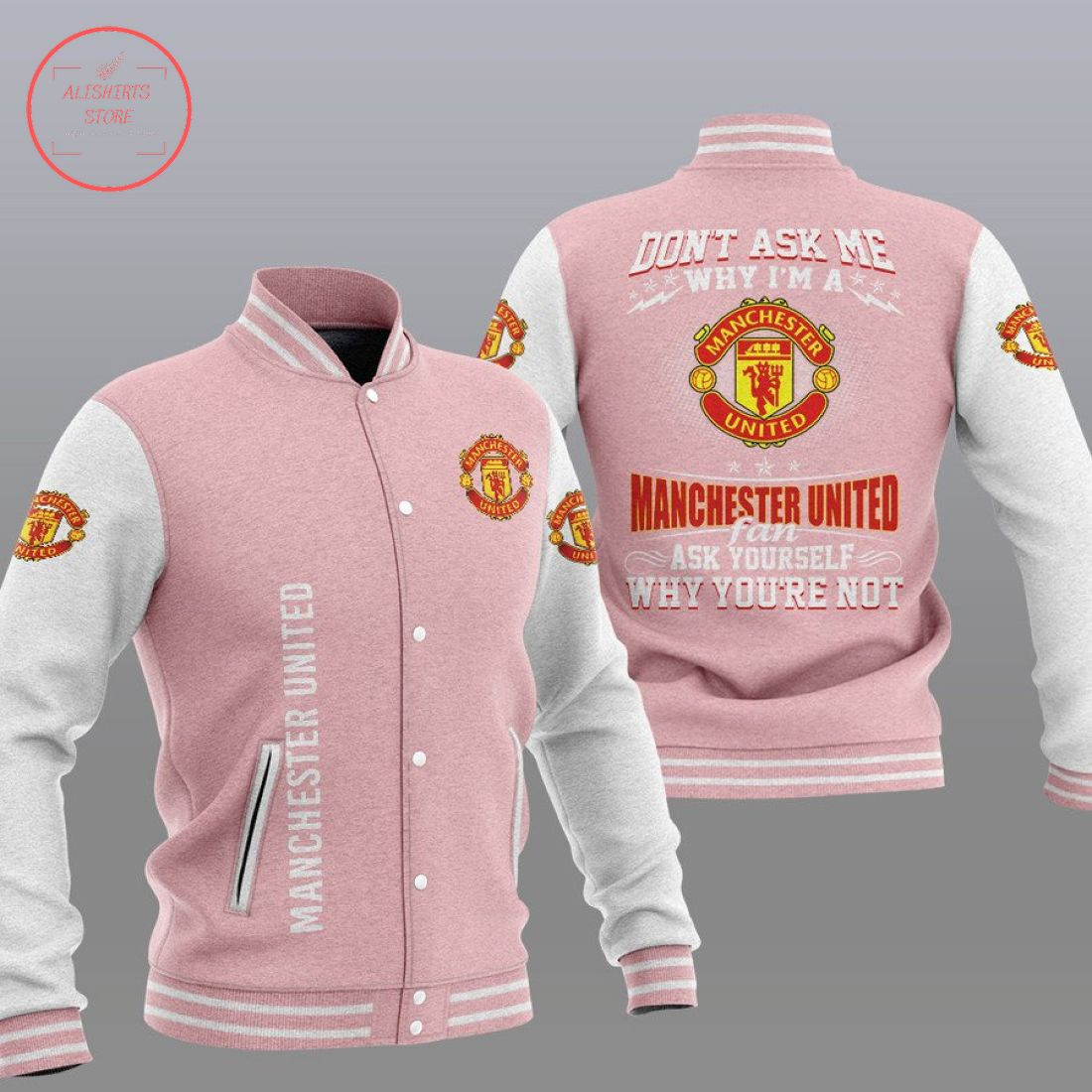 Manchester United Pink Don't Ask Me Baseball Jacket