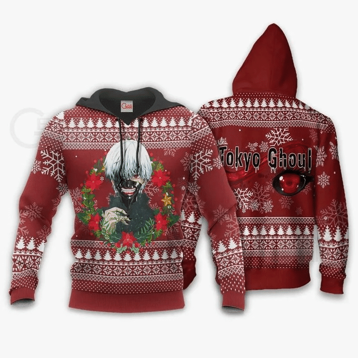 Ken Kaneki Cool Ugly Christmas Tokyo Ghoul 3d Hoodie Zip Hoodie
