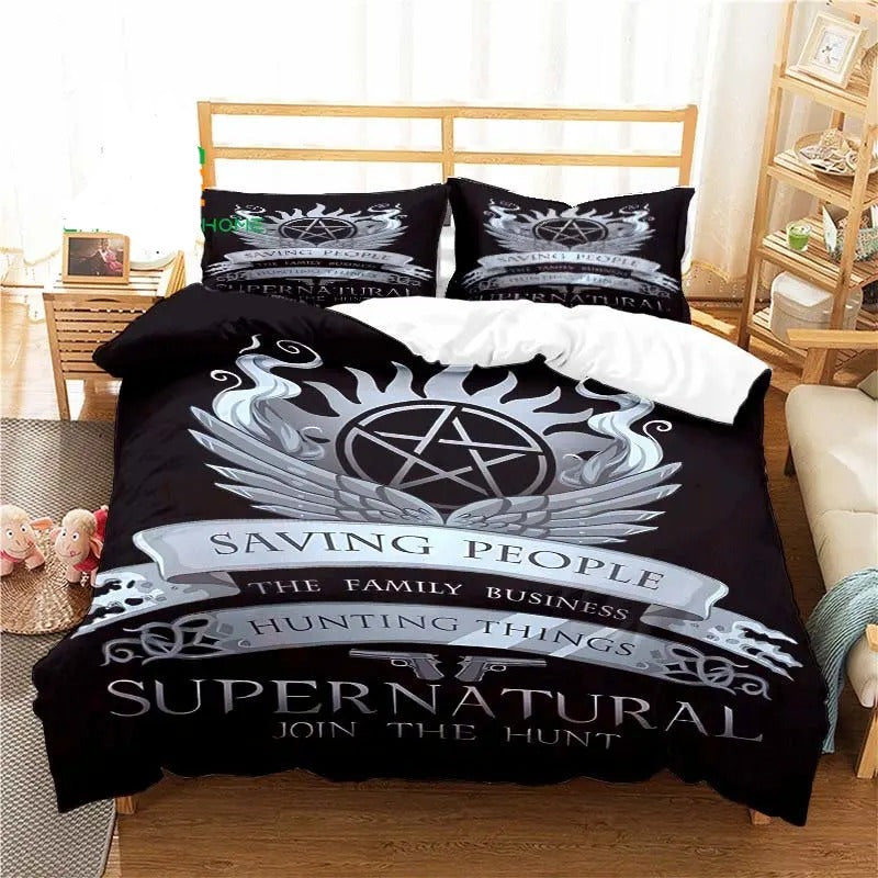 Supernatural Bedding Set Saving People The Family Business Duvet Covers Black