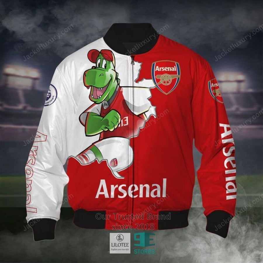 Arsenal FC Red White Scratch Mascot Bomber Jacket