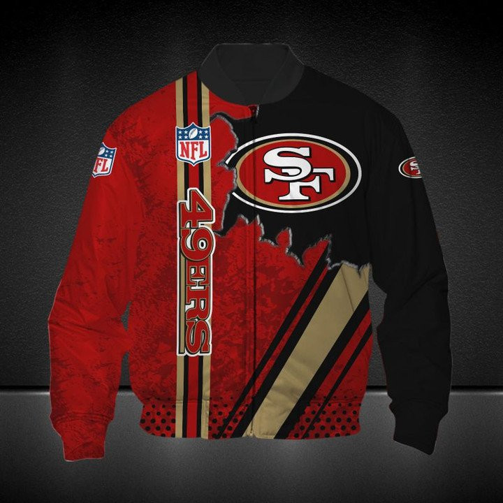San Francisco 49ers Red Black Logo In Heart Bomber Jacket