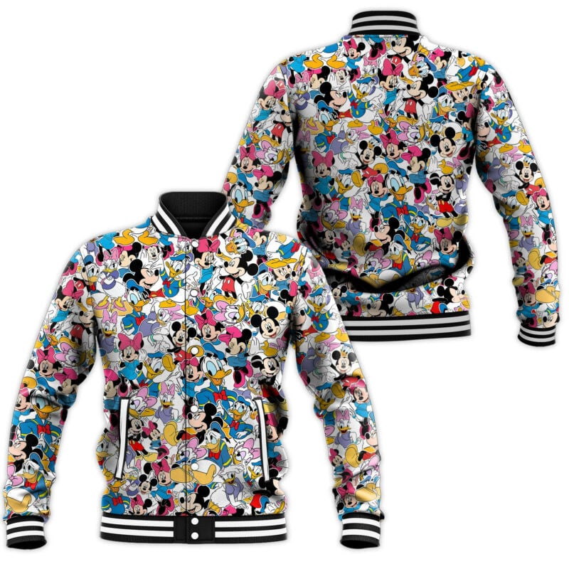 Mickey Minnie Donald Daisy Pattern Baseball Jacket