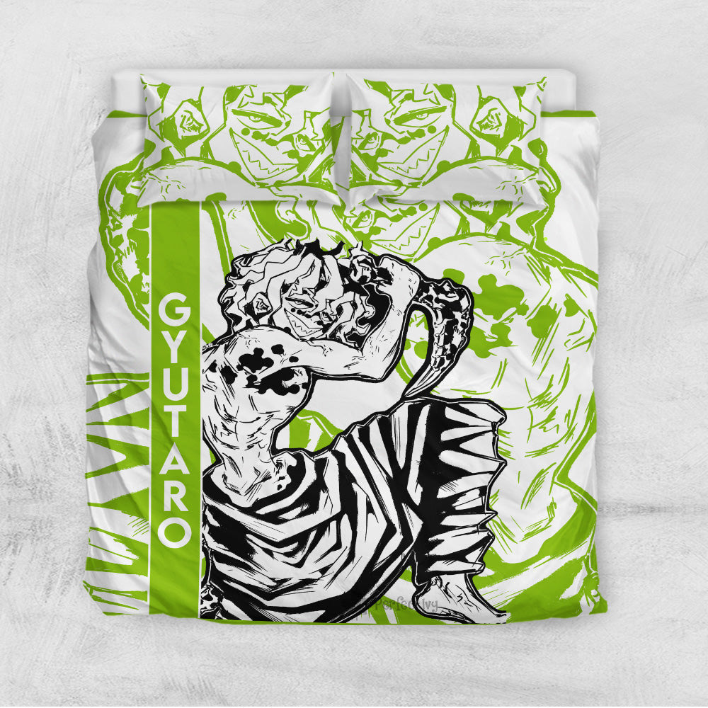 Demon Slayer Bedding Set Demon Gyutaro Fighting Scene Duvet Covers Green