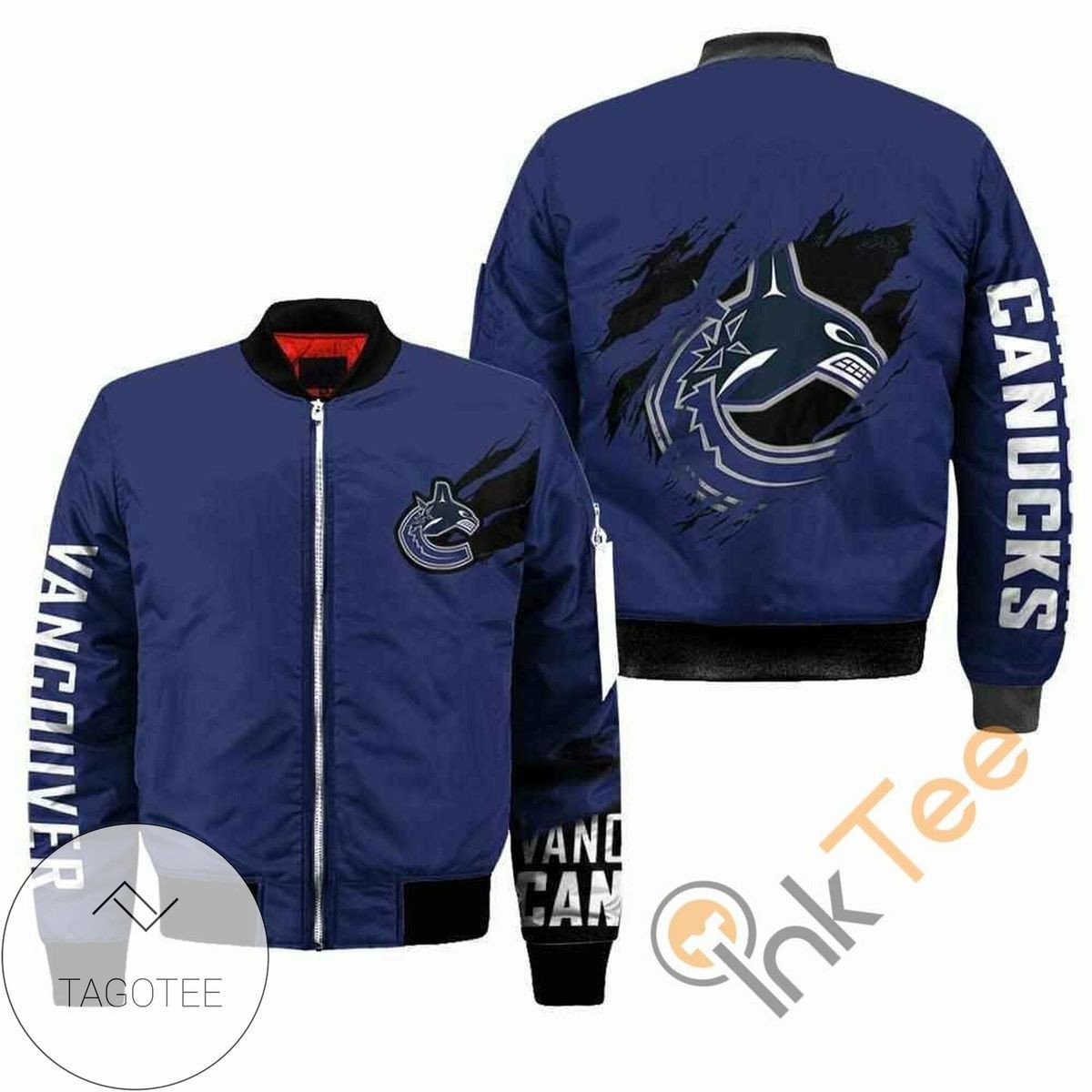 Vancouver Canucks Blue Logo Scratch Bomber Jacket