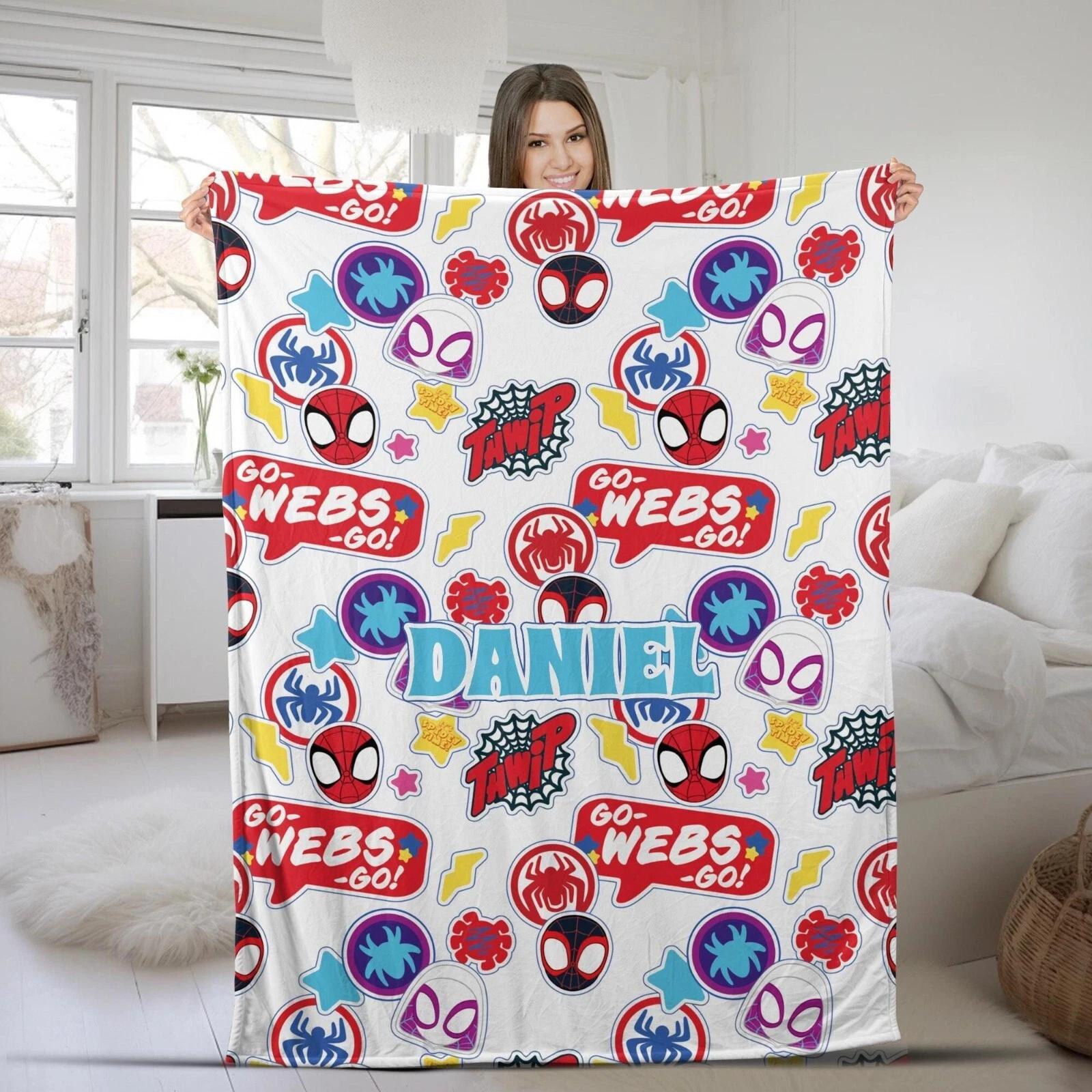 Personalized Name Spidey And His Amazing Friends The Spider Gwen Fleece Sherpa Blanket