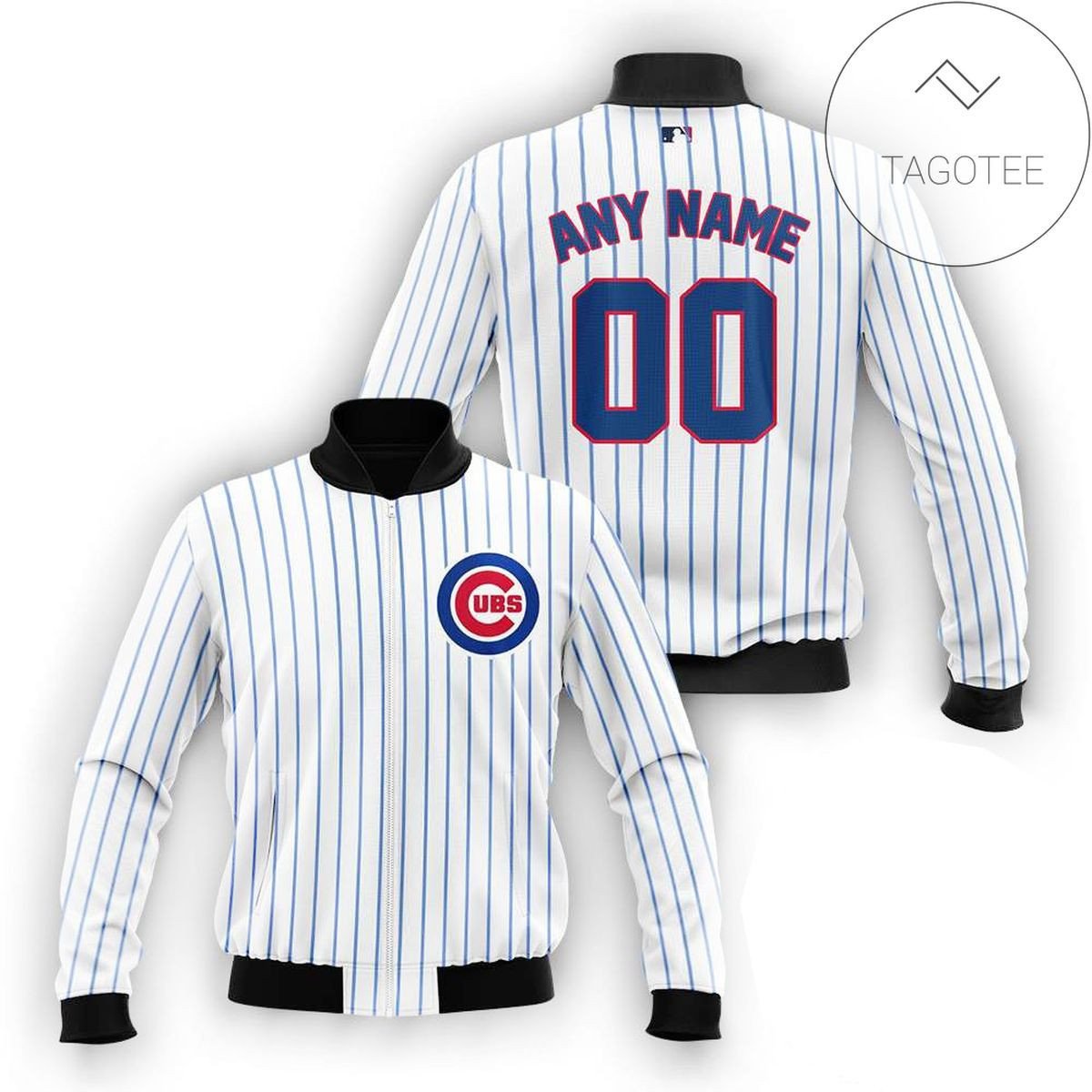 Chicago Cubs Custom Name Number White Bomber Jacket