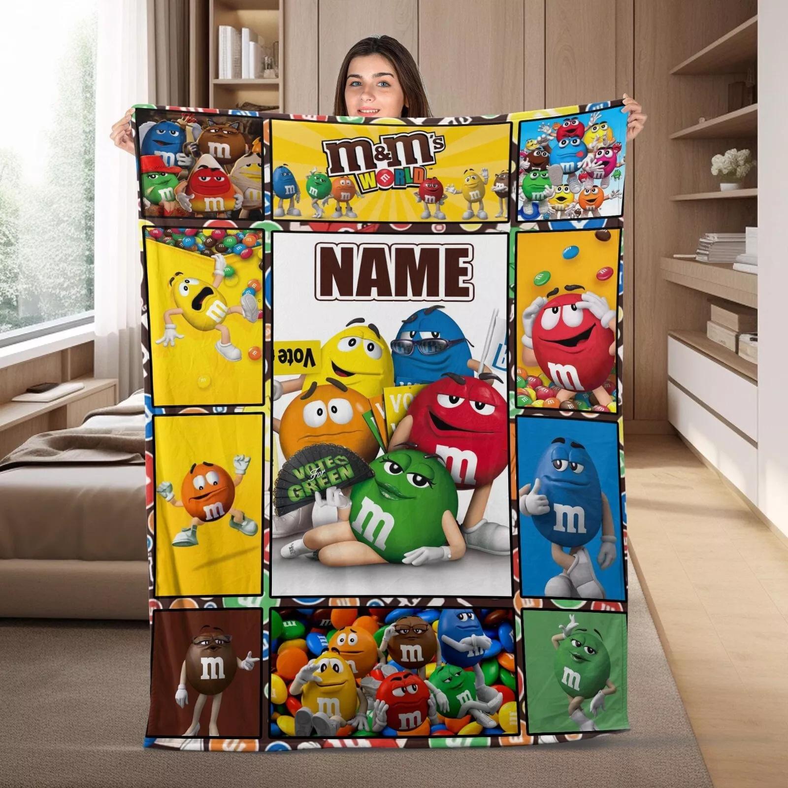 Personalized M And M Blanket MMs World Fleece Sherpa Blanket