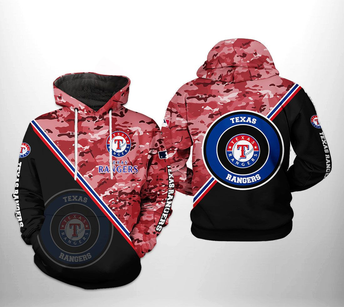 Texas Rangers MLB Camo Team 3D All Over Print Hoodie & Zip Hoodie
