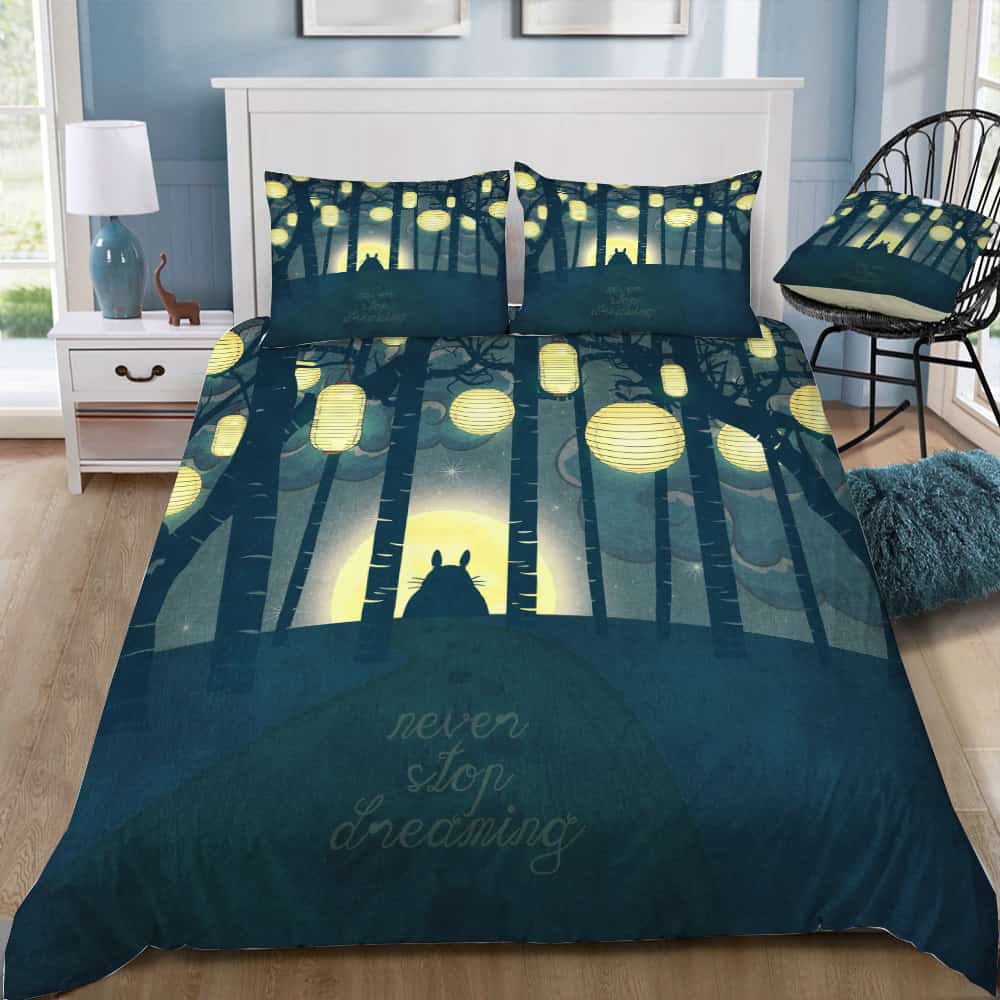 SGhibli Bedding Set Totoro Forest Never Stop Dreaming Duvet Covers