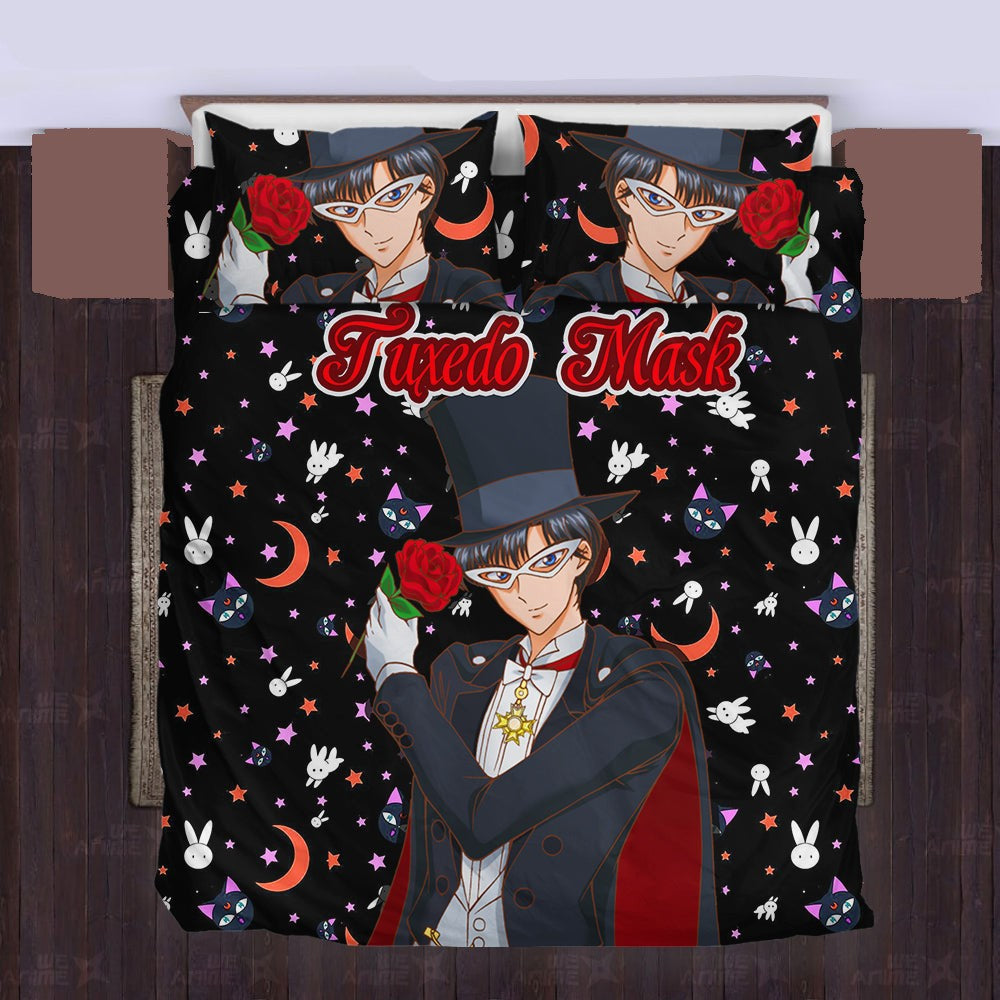 Sailor Moon Bedding Set Tuxedo Mask Moon Cat Rabbit Pattern Duvet Covers