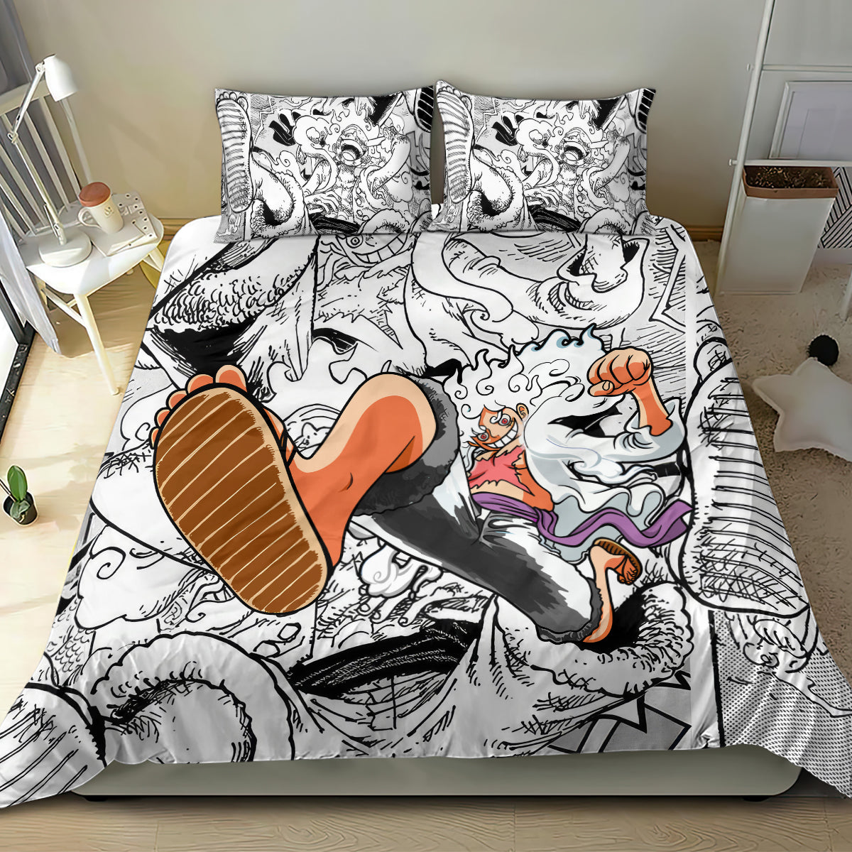 One Piece Bedding Set Luffy Gear 5 Nika One Piece Duvet Covers