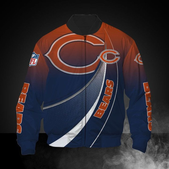 Chicago Bears Curve Graphic Professional Version Bomber Jacket