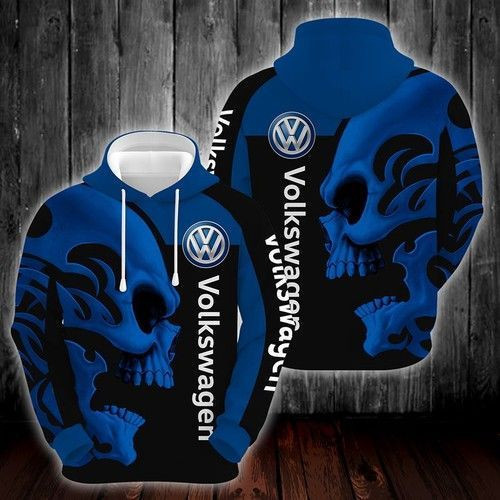 Volkswagen Skull Black Blue 3D All Over Print Hoodie & Zip Hoodie