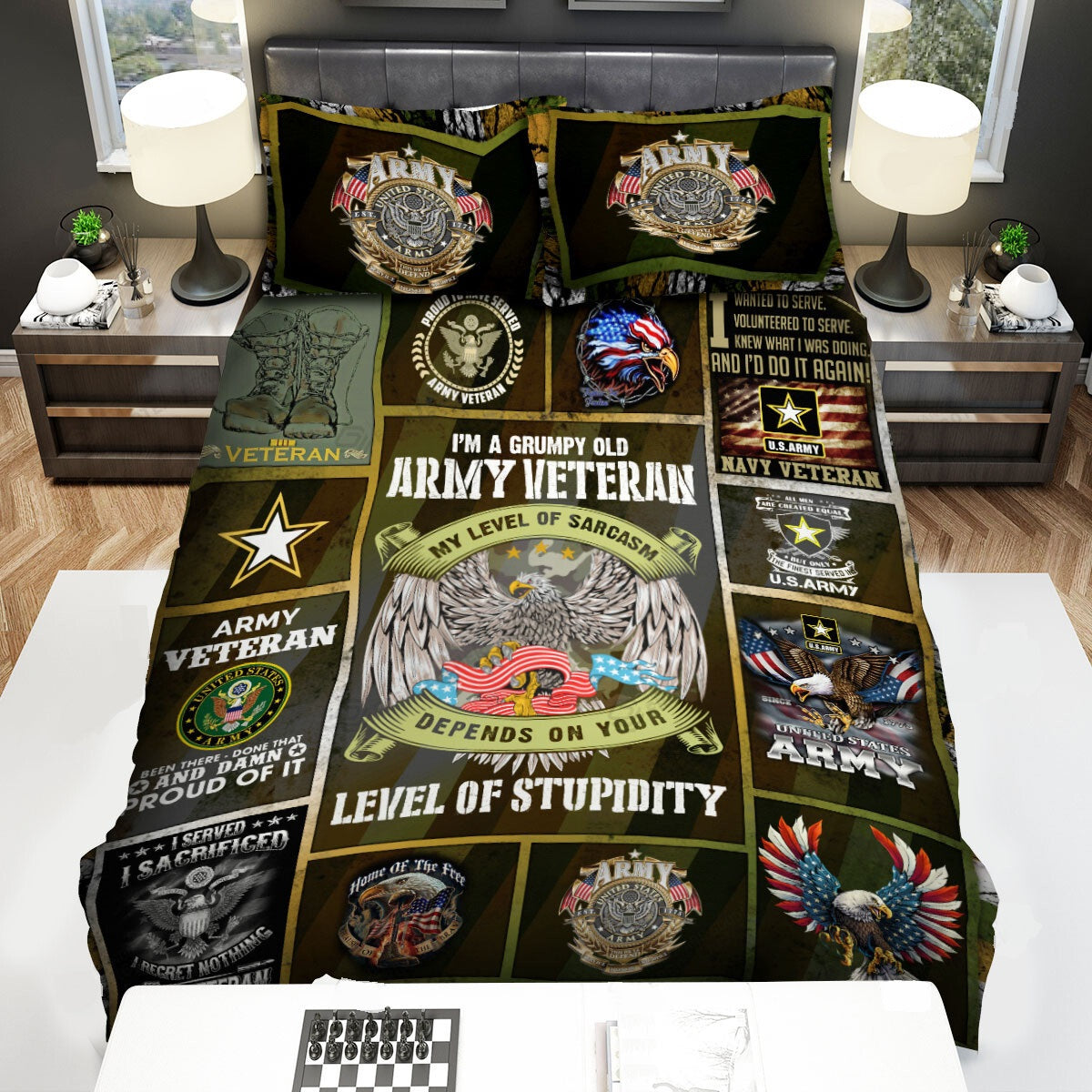 Veteran Bedding Set I'm A Grumpy Old Army Veteran Duvet Covers