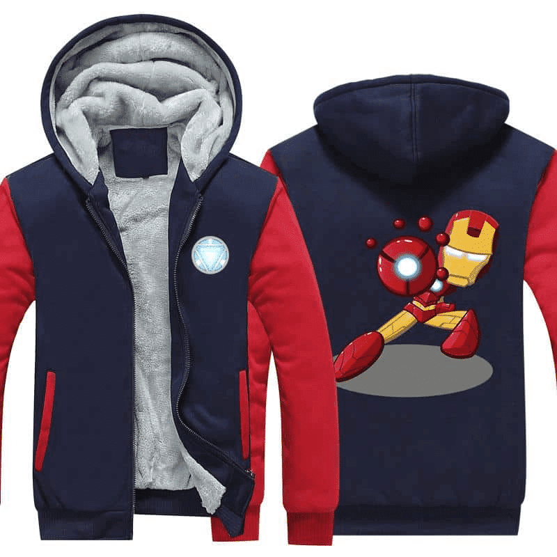 Iron Man Avengers Cute Chibi Red Armor Cool Marvel Comics 1k234   Cartoon Graphic Outfits Aop Fleece Jacket