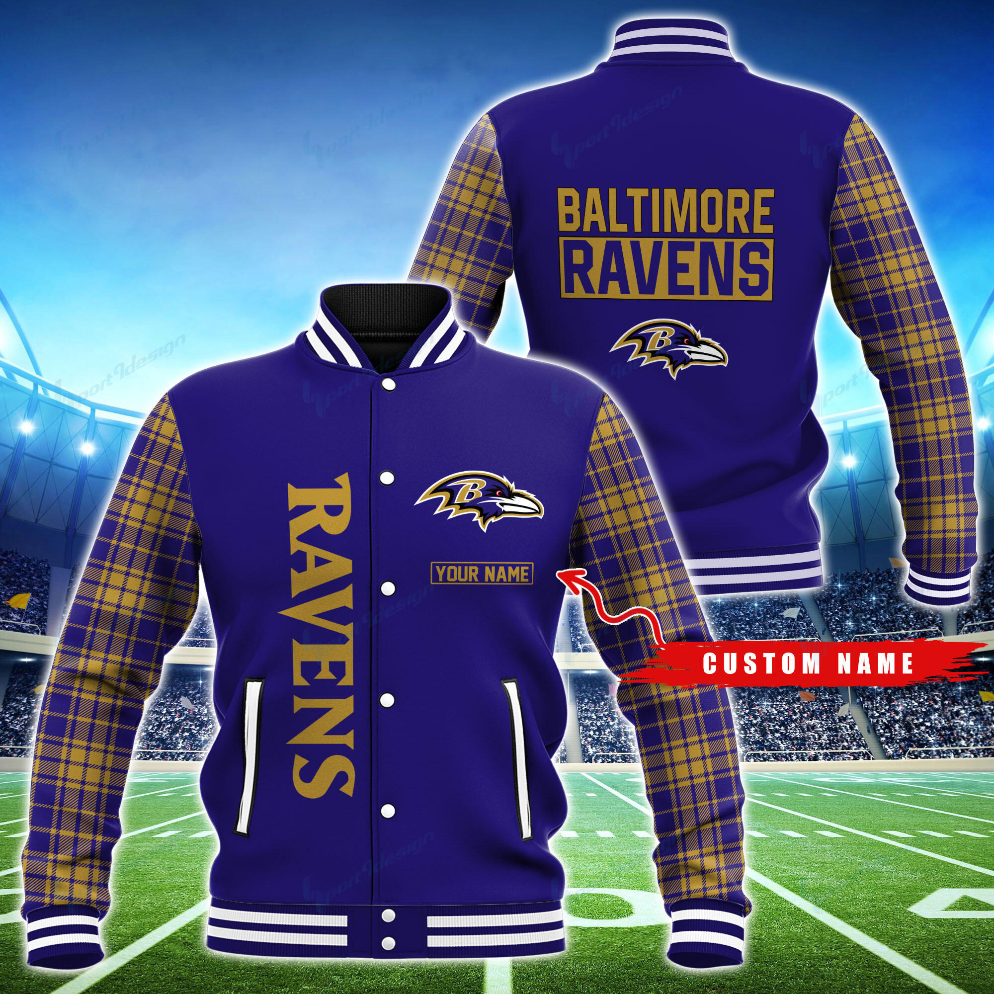 Baltimore Ravens Personalized Baseball Jacket BG35