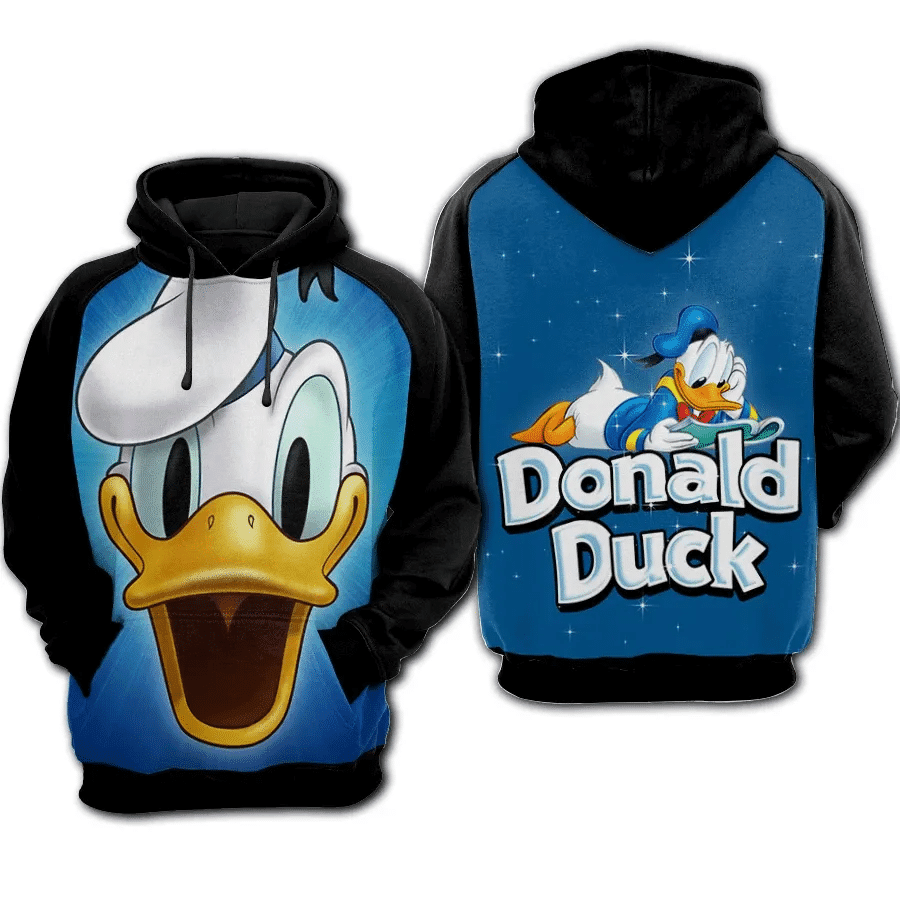 Donald Duck Face Mickey Mouse Cartoon 503 Cartoon Graphic Outfits Aop Hoodie