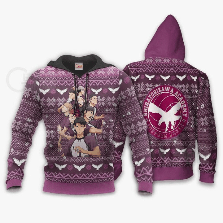 Shiratorizawa Academy Ugly Christmas Haikyuu 3d Hoodie Zip Hoodie