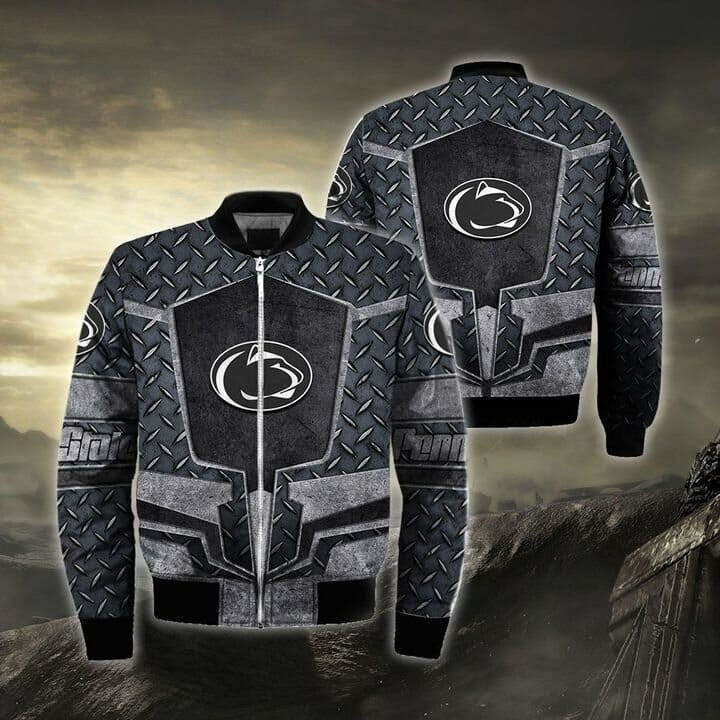Penn State Nittany Lions Black Grey Bomber Jacket