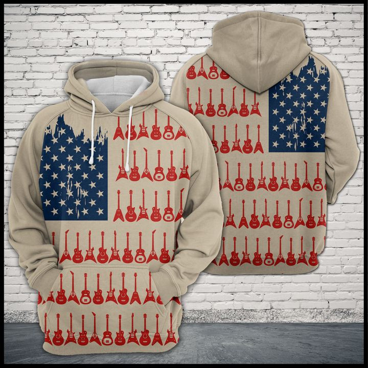 Guitar Usa Flag 3D All Over Print Hoodie & Zip Hoodie