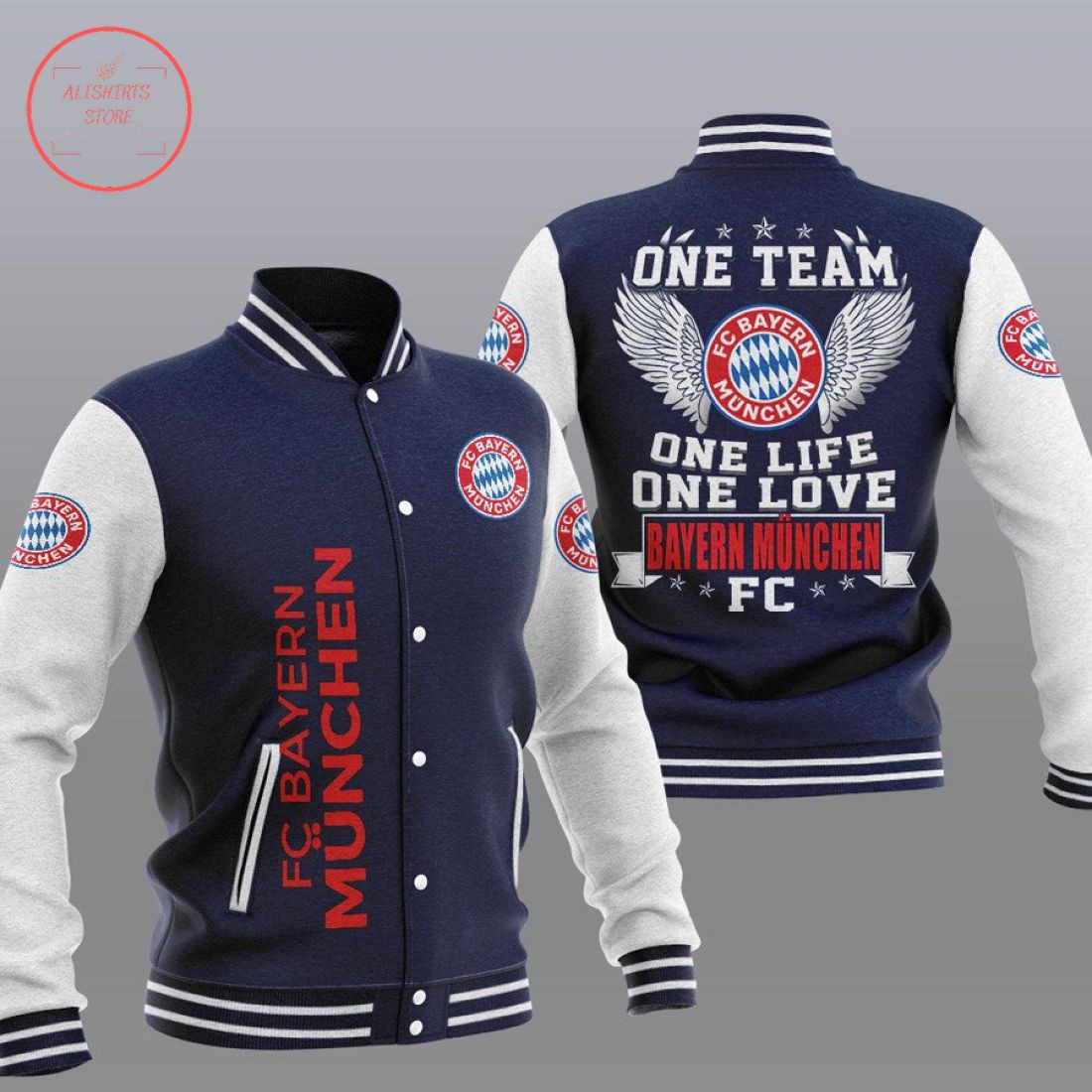 Bayern Munich Navy Blue One Team Baseball Jacket