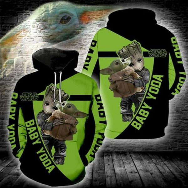 Groot Baby Yoda Star Wars Movies 1k170 3d Hoodie 1612