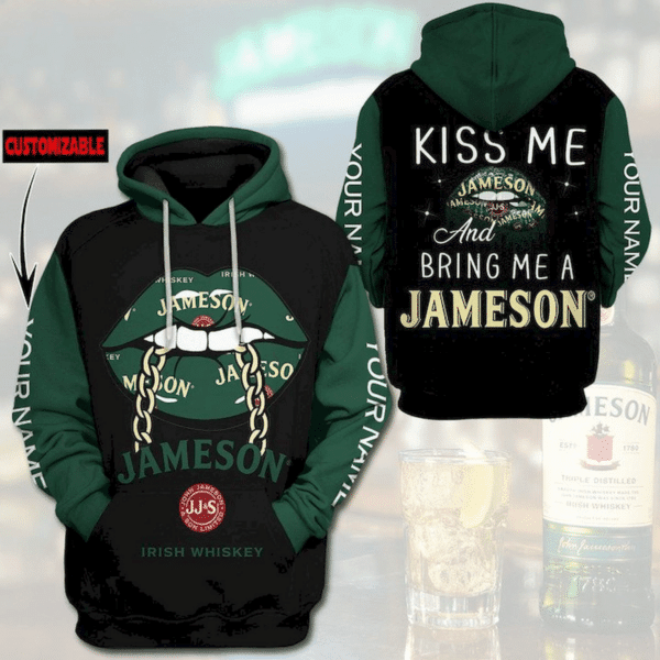 Jameson Irish Whiskey Lips Personalized Fan Gift, Jameson Irish Whiskey Aop Hoodie 1482