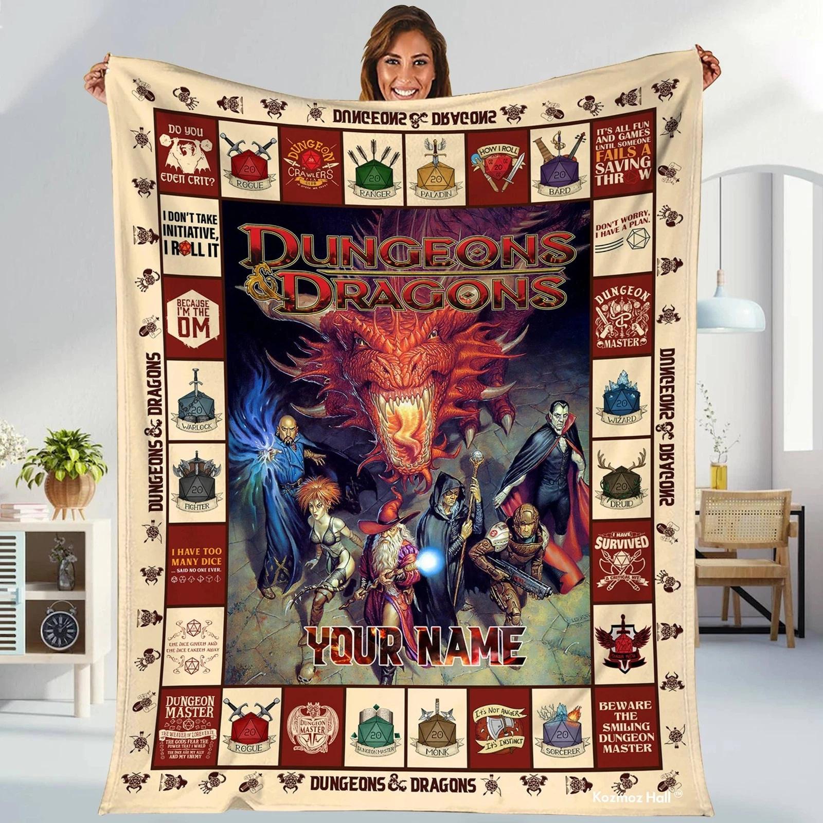 Dungeons And Dragons DnD Game Blanket Dungeon And Dragon Fleece Sherpa Blanket
