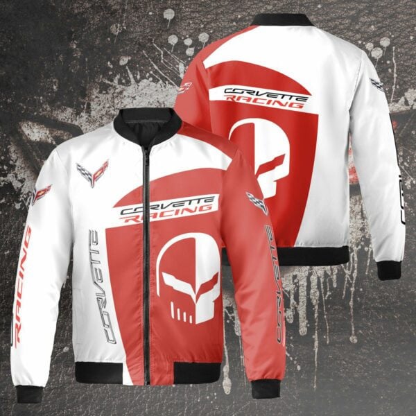 Chevrolet Corvette Racing Torch Red Sport Car Bomber Jacket 432 2